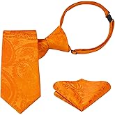 Enlision Ties for Boys Pretied Boys' Neckties Pocket Square Set Adjustable Kids Ties Graduation School Uniforms Necktie