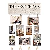 NaZaUK Family Picture Photo Display Board Collage Photo Hanging Display, Picture Board Wood Rustic Frames, Hanging Photo Display with Clips, Home Bedroom Wall Decor, The Best Things in Life are the People We Love