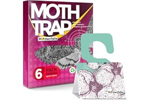HQBLC Mottenfalle Clothes Moth Traps with Hook 6-Pack - Prime Safe Non-Toxic Eco-Friendly Moth Traps with Pheromones Sticky Adhesive Tool for Wool Closet Carpet (with Hook)