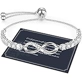 J.Fée Infinity Heart Bracelets for Women with 5A Cubic Zirconia, 925 Silver Bracelets for Women Adjustable Womens Bracelet Jewelry for Wife Girlfriend Her