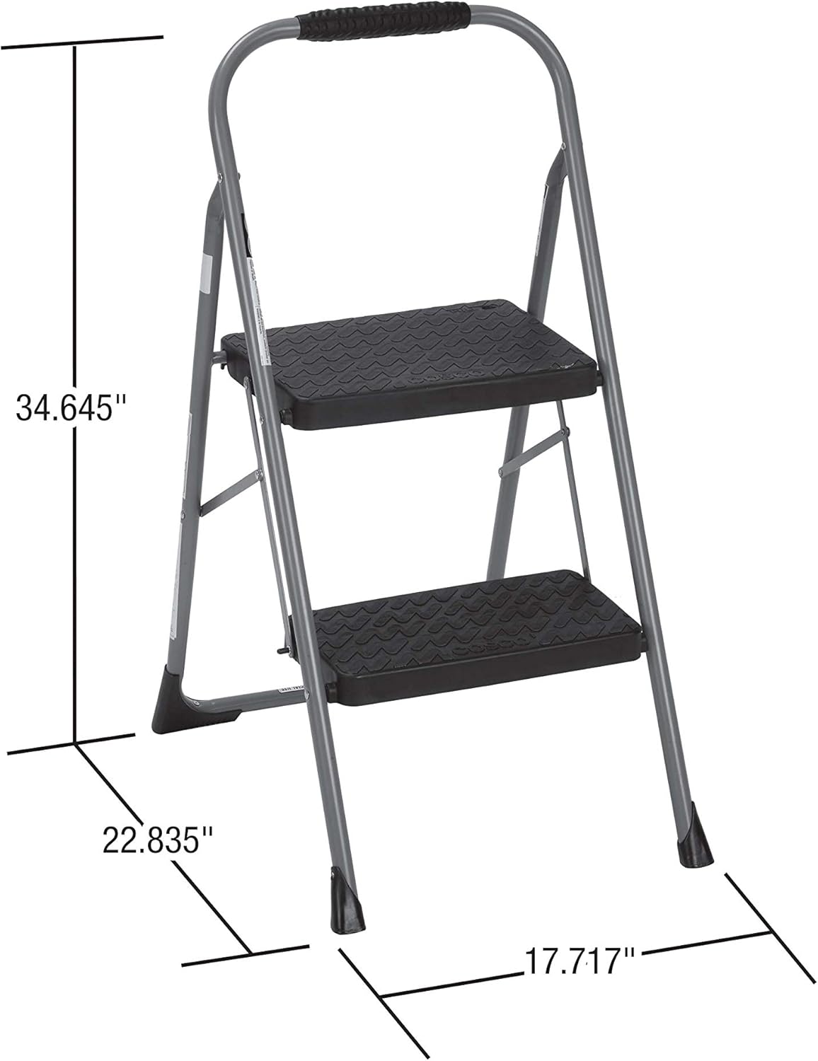 COSCO 11308PBL1E Two Step Big Step Folding Step Stool with Rubber Hand Grip, Gray: Home Improvement
