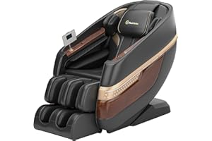 Real Relax Massage Chair Full Body, SL Track Zero Gravity Shiatsu Recliner with Yoga Stretch APP Control, Favor 08 Black