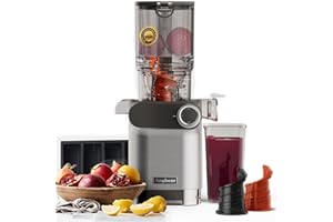 Anybear Cold Press Juicer, 200W Masticating Juicer 4.3" Large Feed Chute Fit Whole Fruits Vegetables, Slow Juicer with 2 Auger | Tritan Materials | BPA Free | Easy to Clean with Brush| Juice Recipes
