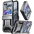 Poetic Spartan Case for Motorola Moto Razr 2024,[Kickstand][Hinge Protection][20FT Mil-Grade Drop Tested], Full-Body Rugged Shockproof Protective Cover with Kickstand, Metallic Gun Metal