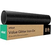 Cricut Value Glitter Iron On, Black (10in x 8ft roll) | HTV Heat Transfer Vinyl
