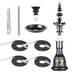 Complete Hookah Set - 4 Hose Shisha Set with Glass