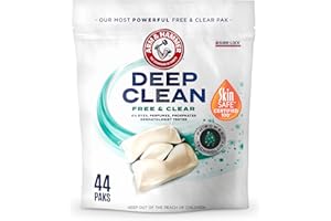 ARM & HAMMER Deep Clean Free & Clear Power Paks Concentrated Laundry Detergent, Free of Dyes, Perfumes and Phosphates, Dermatologist Tested, 44 Count