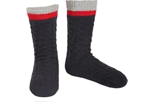 Keyela Mens Warm Fleece Lined Winter Soft Non Slip Socks Christmas Gift Mens Slipper Socks (One size fits 6-12)