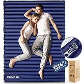Hikenture Double Sleeping Pad for Camping, Ultralight 4" Extra-Thick Camping Mattress 2 Person, Inflatable Backpacking Sleeping Mat, Hiking Air Mattress for Tent (Foot Pump)