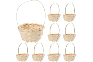 Abaodam 20Pcs Mini Handwoven Flower Basket with Handle Storage Basket for Craft and Wedding Decoration