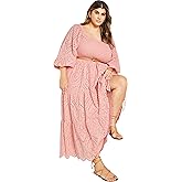 City Chic Elbow Sleeve Broderie Plus Size Boho Maxi Dress - Black