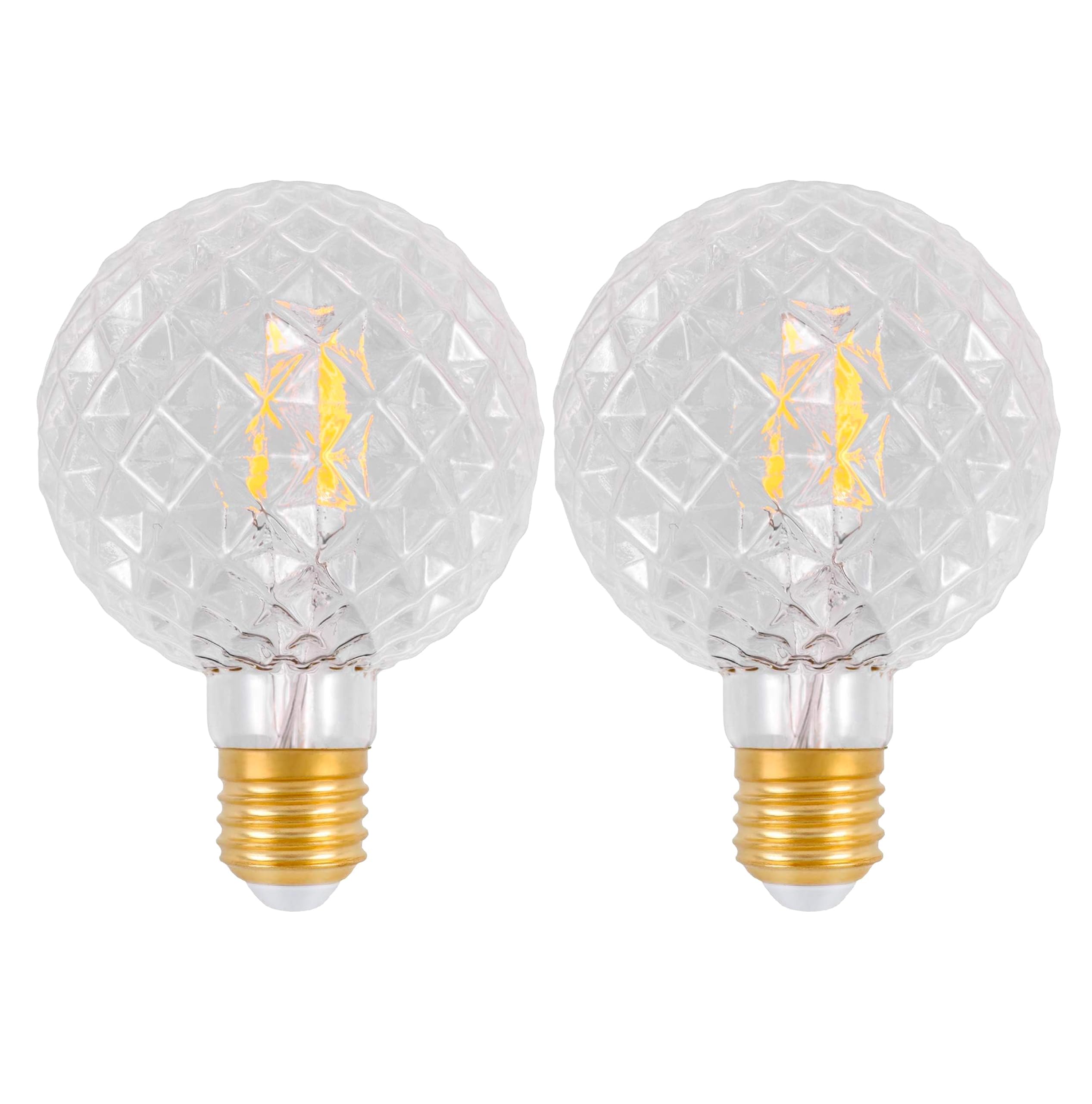 SD LUX LED Bulbs Vintage LED Light Bulbs 5W 500lm Globe ES E27 Dimmable Filament Retro Edison Bulbs Decorative Bulb Warm White 2700k, G95 Pineapple, Clear, 2pc (95BL-Clear, 2)