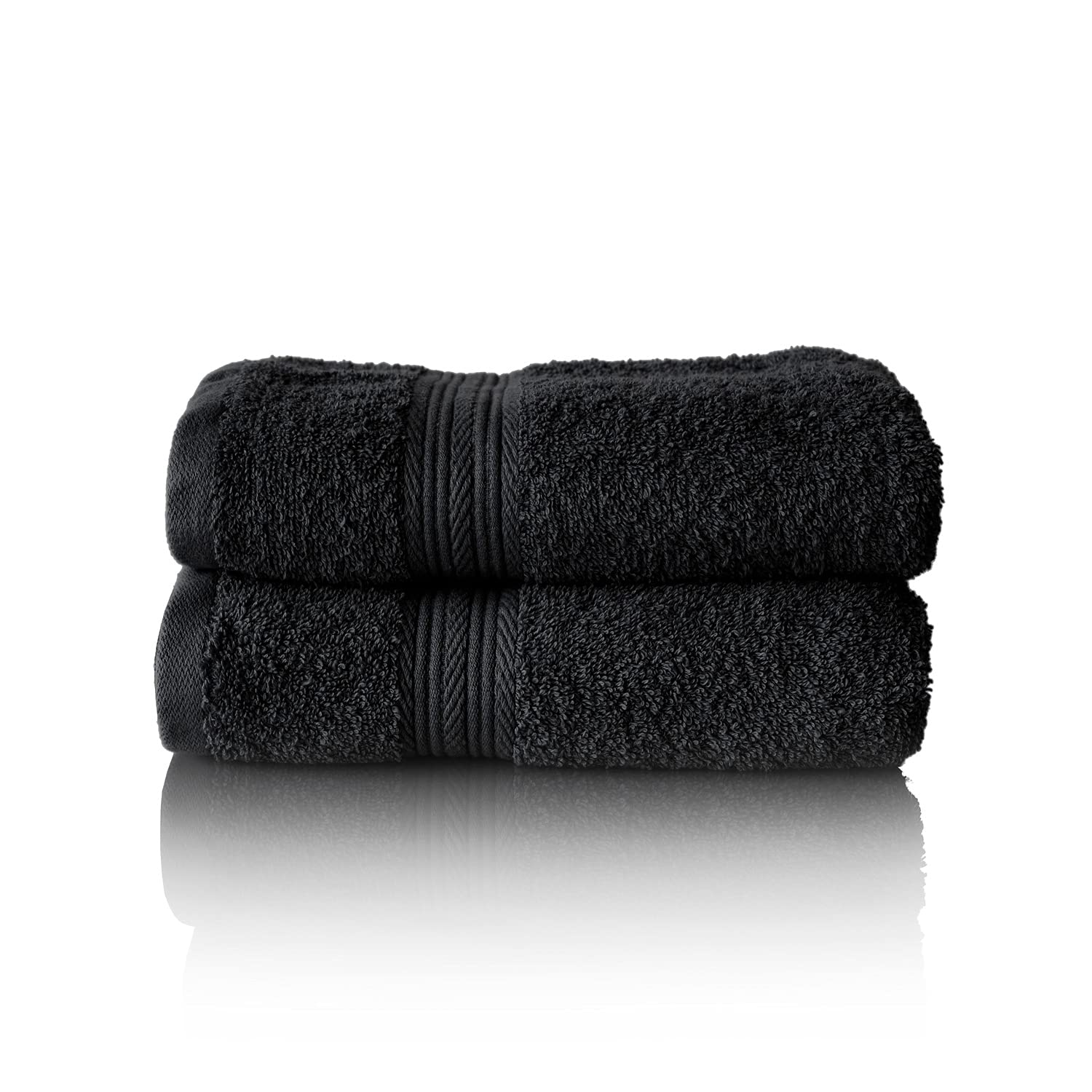 Glart Premium Set of Terry Hand Towels, Range of Terry Towels in 6 Colours and 5 Sizes, Colour: Black, 2X Hand Towels 50 X 100 cm