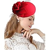 ORIDOOR British Style Pillbox Hat Women Church Wedding Winter Vintage Fascinator Beret 100% Wool Felt Hat with Veil
