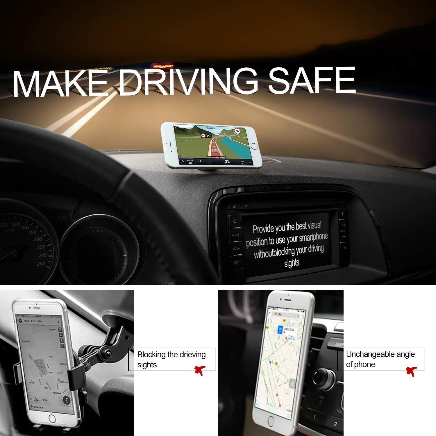 VoJoPi Porta Cellulare Auto, 360° Girevole Braccio Retrattile Supporto Telefono, con Ventosa