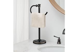 BESy 17 Inch Oil Rubbed Bronze Stand Towel Bar Hanger Hand Towel Bar Bathroom Vanity Countertop Towel Holder Free Standing Stainless Steel Towel Ring Hardware Accessories Towel Rack