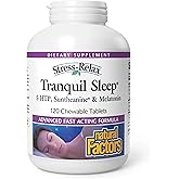 Natural Factors - Stress-Relax Tranquil Sleep, 5-HTP, Suntheanine & Melatonin, 120 Chewable Tablets
