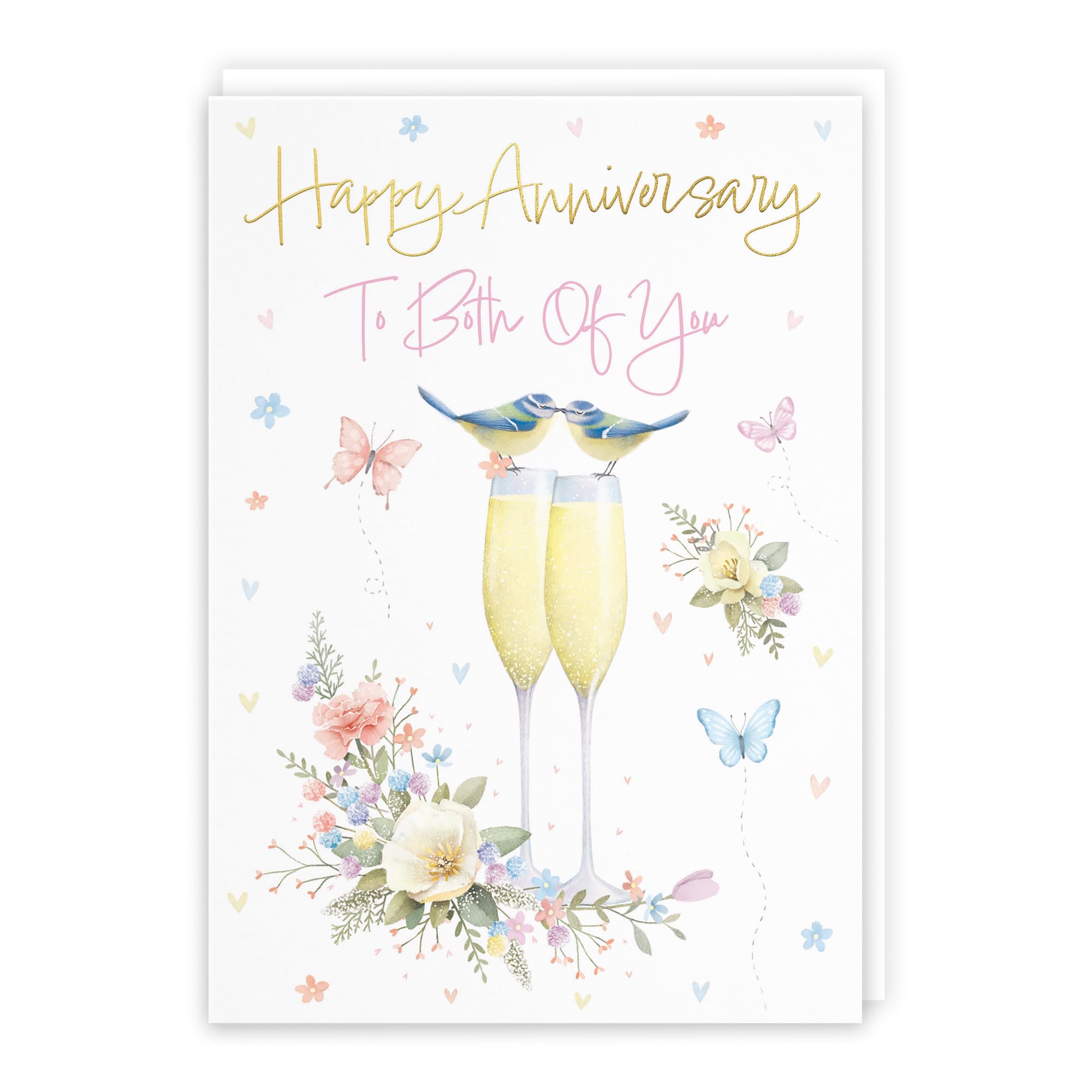 Hunts England - To Both Of You Anniversary Card For Couples - A5 Size - Champagne Flutes - Gold Foil - Anniversary Card For Couples, Friends, Family, etc. - Milo's Gallery
