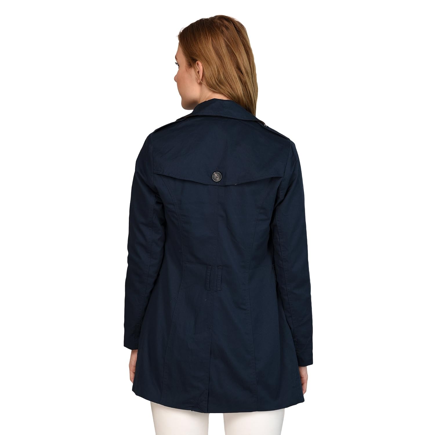 mansicollections dark blue double breasted coat for women