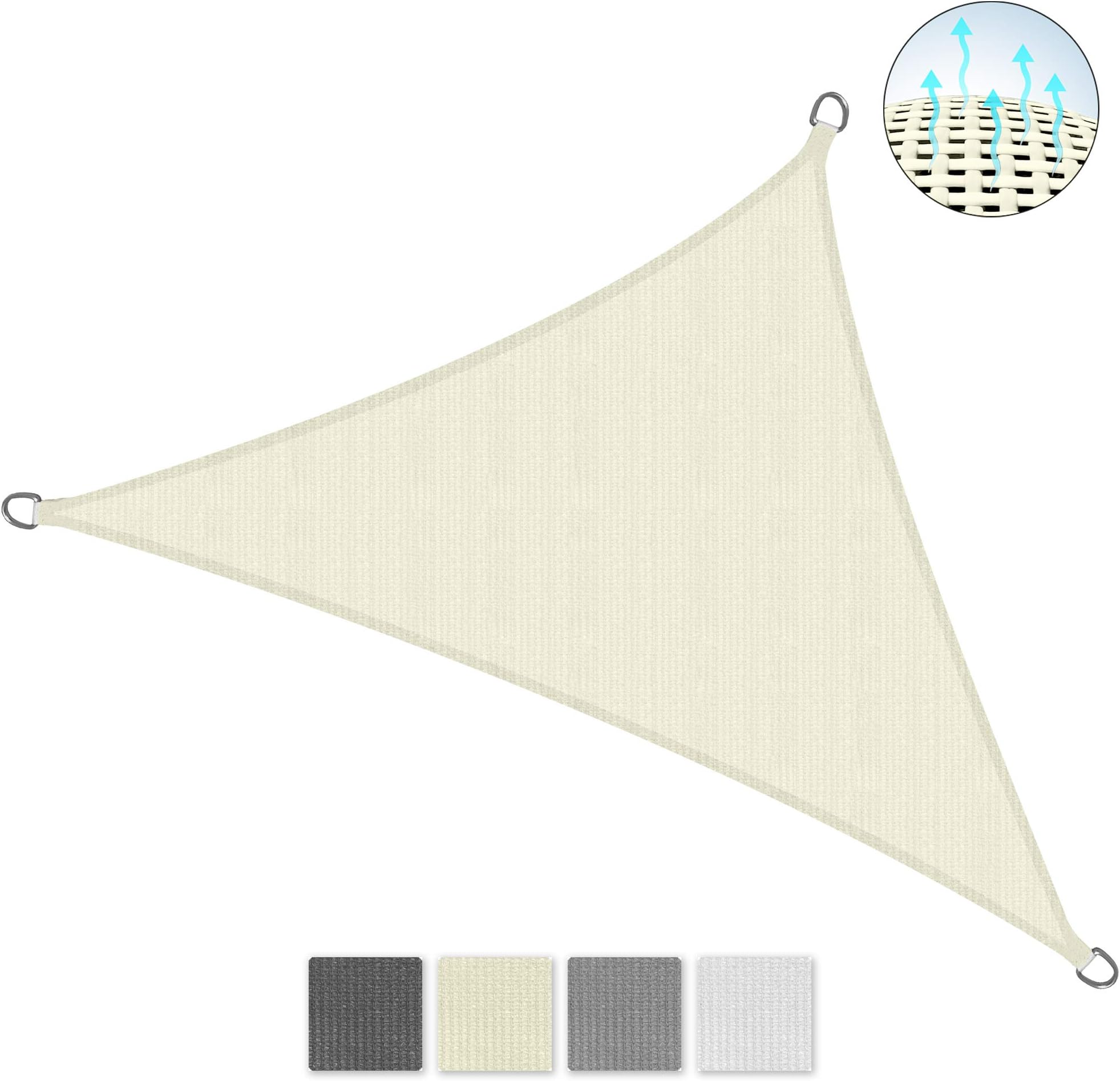 Sol Royal SolVision HS9 – Triangle Sun Shade Sail 6x4,2x4,2 m HDPE Breathable & UV-light resistant Sun Protection for Terrace, Balcony, Pool & Garden – Sun Sail 600x420x420 cm Shade Fabric Creme
