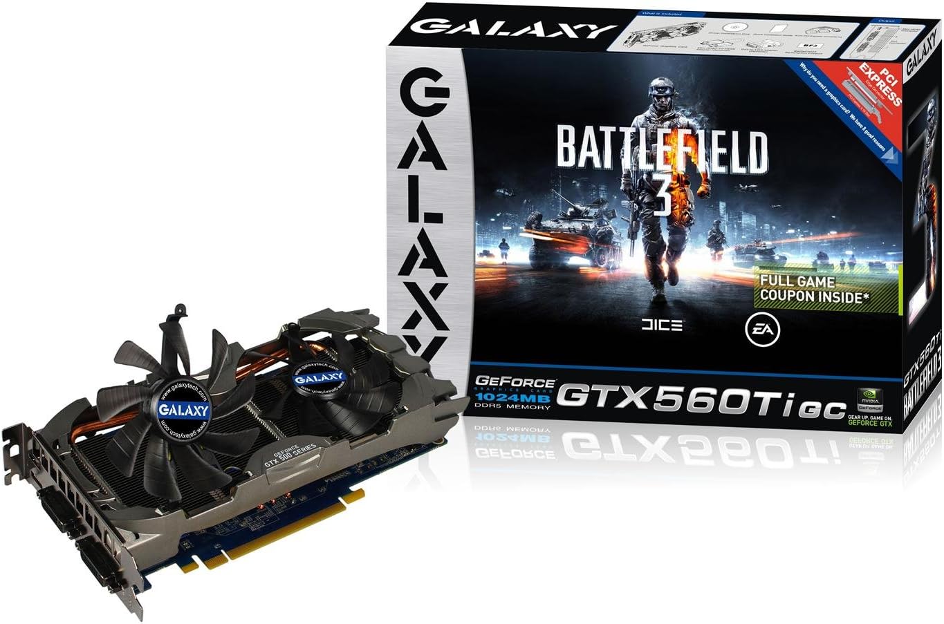 Amazon Com Galaxy Geforce Gtx 560 Ti Gc 1 Gb Gddr5 Battlefield 3 Edition Pci Express 2 0 Dvi Dvi Mini Hdmi Sli Ready Graphics Card 56ngh6hs4ivz Computers Accessories