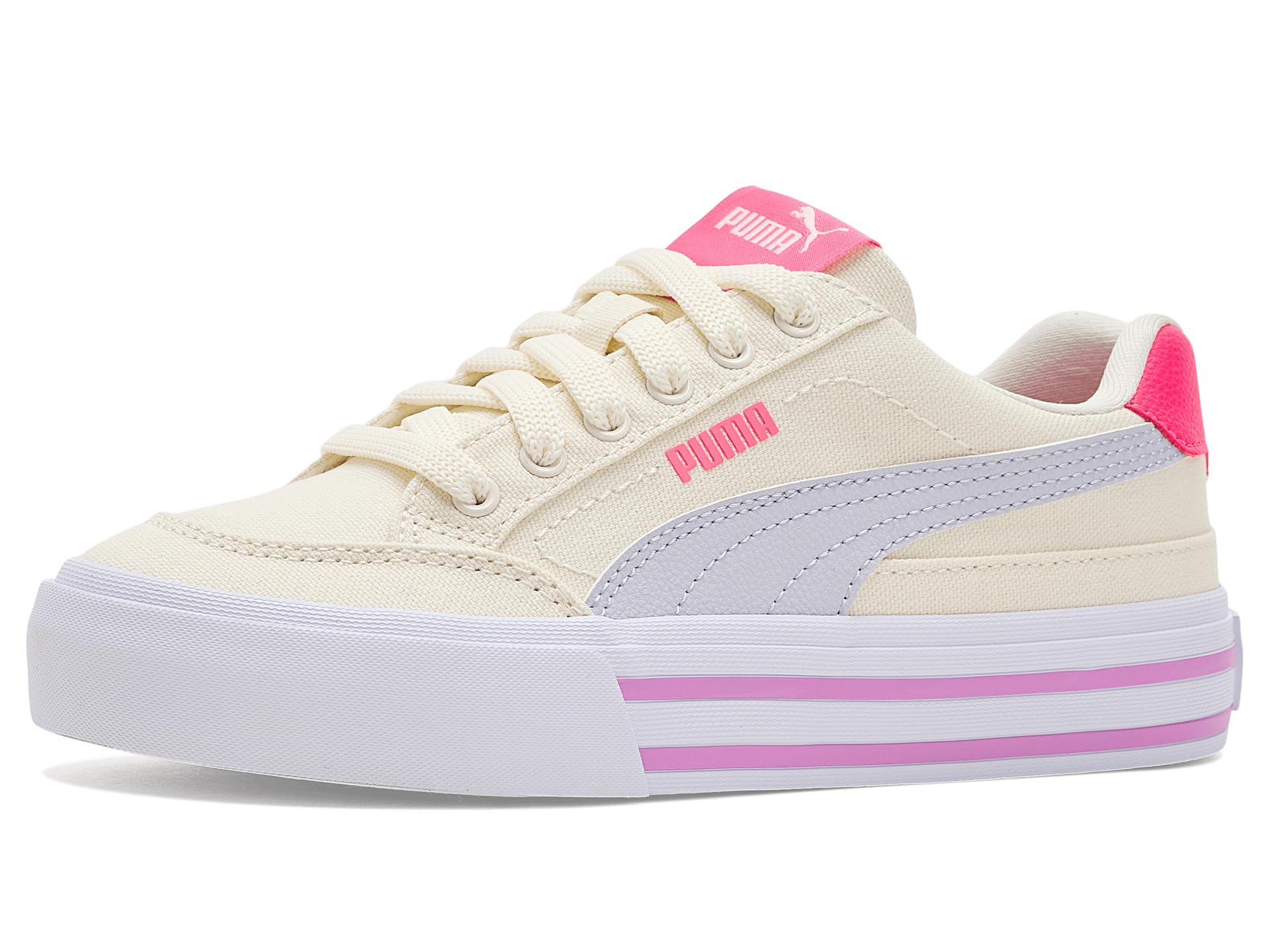 Puma, Unisex Kids Court Classic Vulc (Big Kid) Warm White/Lavender Pop 4.5 Medium Big Kid Image