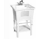 Zenna Home Utility Sink Laundry Tub with Pull-Out Faucet, All-in-One Freestanding Utility Tub for Laundry Room, Basement, Gar