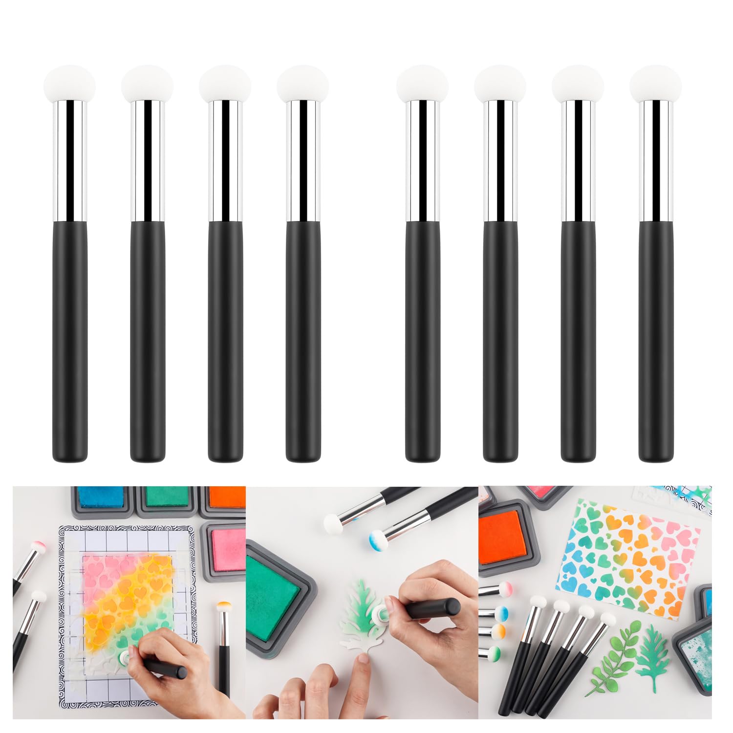 OTCRAFT 8 Pcs/Set Sponge Applicators, Mini Paper Sponges Mushroom Heads Pouncers for Card Making, Ink Blending Brushes Background Blender Paintbrush Art Blending Tool Card Making Stamp InkBlending
