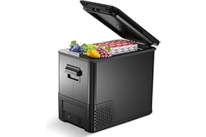 ACONEE 12 Volt Car Refrigerator 42 Qt RV Portable Freezer Electric Cooler Compressor Car Fridge -4℉-68℉ Car Fridge 12/24V DC & 100-240V AC for Car, RV, Truck, Van, Camping, Travel, Outdoor