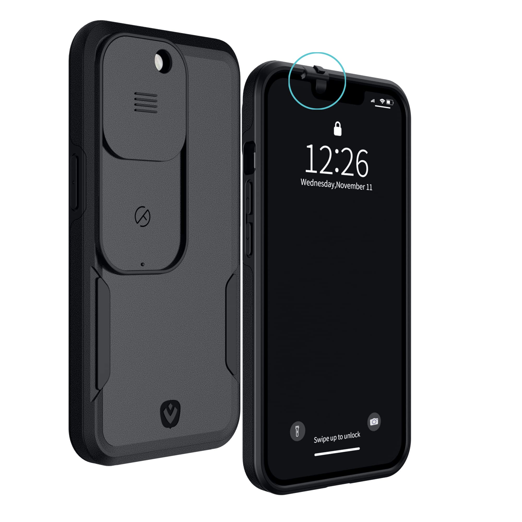 Spy-Fy iPhone 13 Pro Case with Sliding Camera Cover Front and Back | Protect Your Privacy | 2 Metre Drop Protection | Matte Black | iPhone 13 Pro Camera Cover | Valenta — image 1