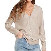 Yiyilina Womens Button Down Cardigan Sweater 2025 Casual Soft V Neck Work Sweaters Lightweight Knit Tops Fall Outfits Clothes