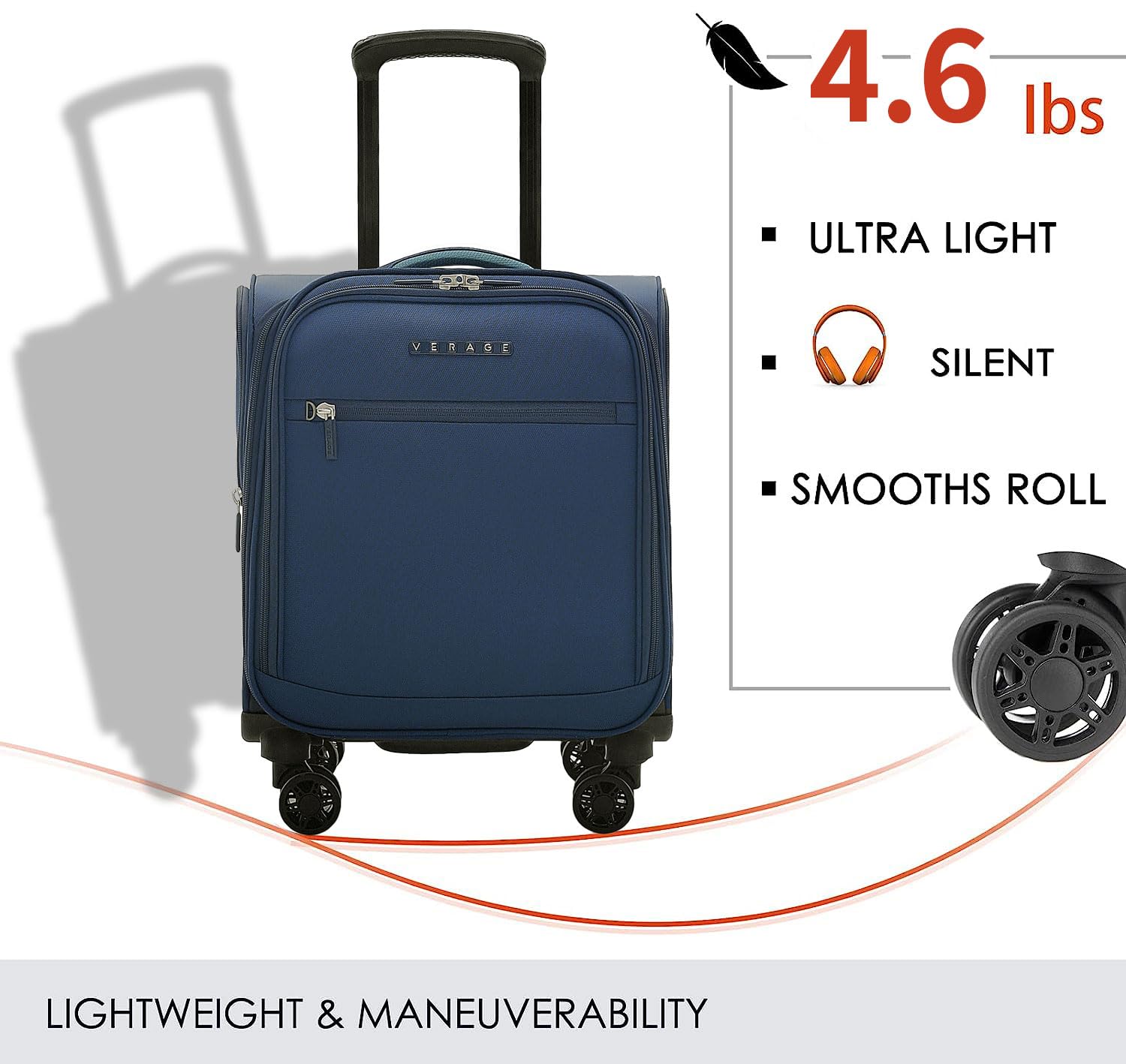 Verage Underseat Carry On Luggage with Wheels & USB Port,14 inch Wheeled Spinner Carry-on Luggages Bags for Airlines, Lightweight Overnight Suitcase for Men Women (14-Inch Compact Underseat Pro)