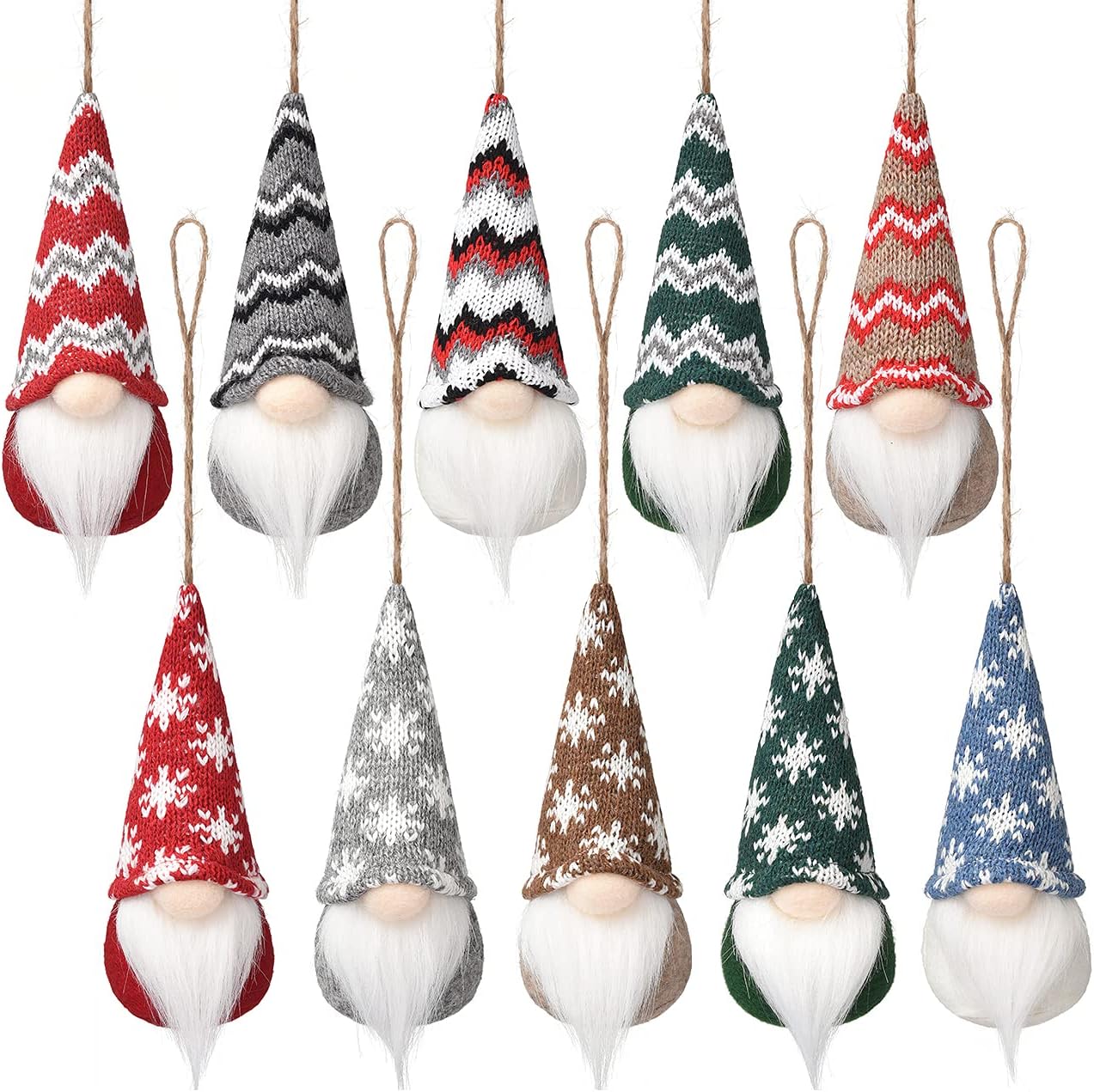 Ornaments - 10 Pcs Christmas Tree Handmade Hanging Gnomes Ornaments, Swedish Plush Gnome Scandinavian Santa Elf Hanging Home Decorations Christmas Holiday Decor