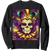 Sugar Skull Carnival Mask Jester Hat Mardi Gras 2025 Men Boy Sweatshirt