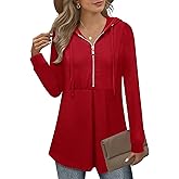 Bulotus Women's Quarter Zip Hoodies Pullover Long Sleeve Color Block Tunic Tops Drawstring Lightweight Sweatshirts