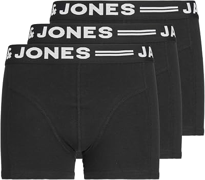 Sense Trunks Noos Jr. - Conjunto de 3 Baús de Roupa Interior, Crianças, Preto - Branco, 140