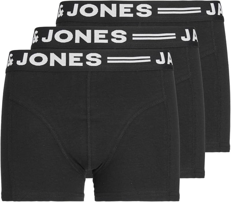 Sense Trunks Noos Jnr - Juego de 3 Trunks Calzoncillo, Niños, Negro - Blanco, 140 — foto 1 de 2