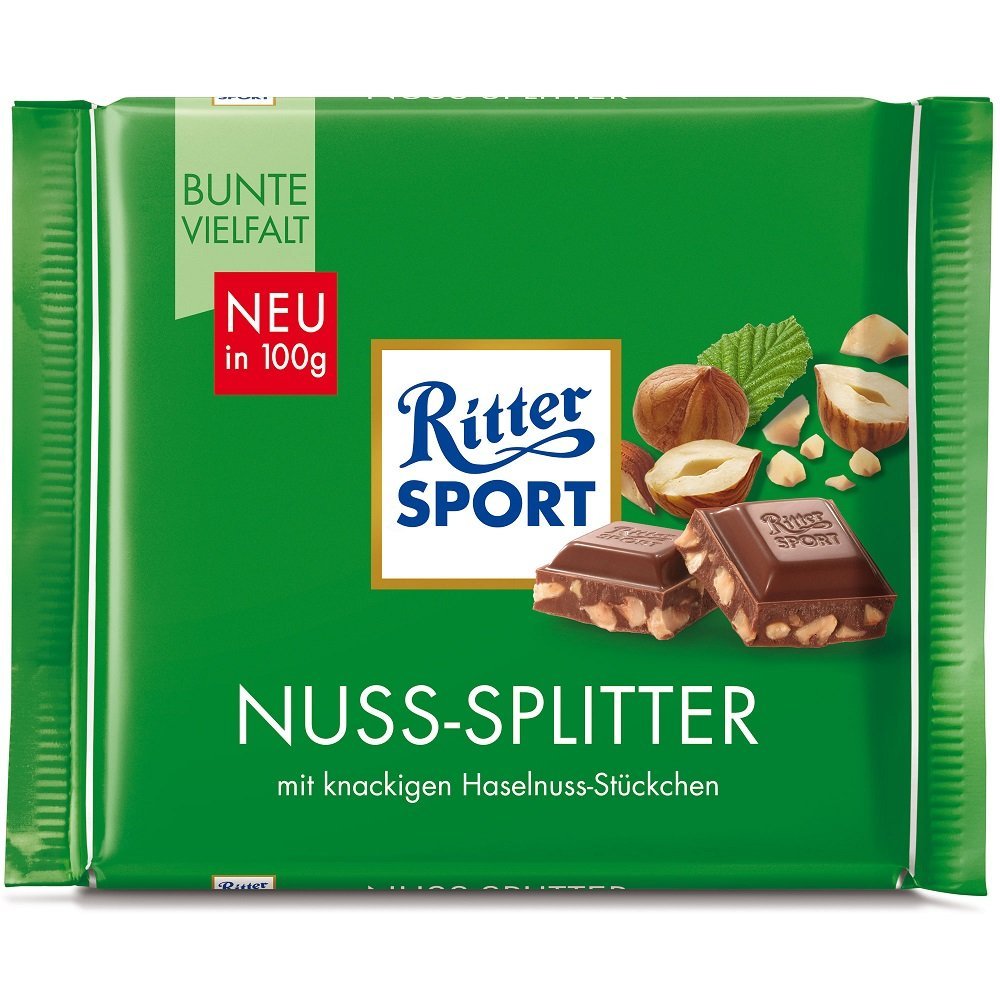 Amazon Com Ritter Sport Nuss Splitter Chocolate Bar 100g 12 Pack Grocery Gourmet Food