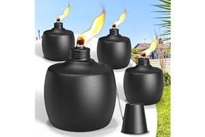FALBAWR 4-Pack Citronella Tabletop Torches, 21.5 oz Table Top Torches for Outdoor, Metal Oil Burner Candles, Garden Torches with Fiberglass Wick for Yard, Patio, Deck, Garden, Party, Landscape
