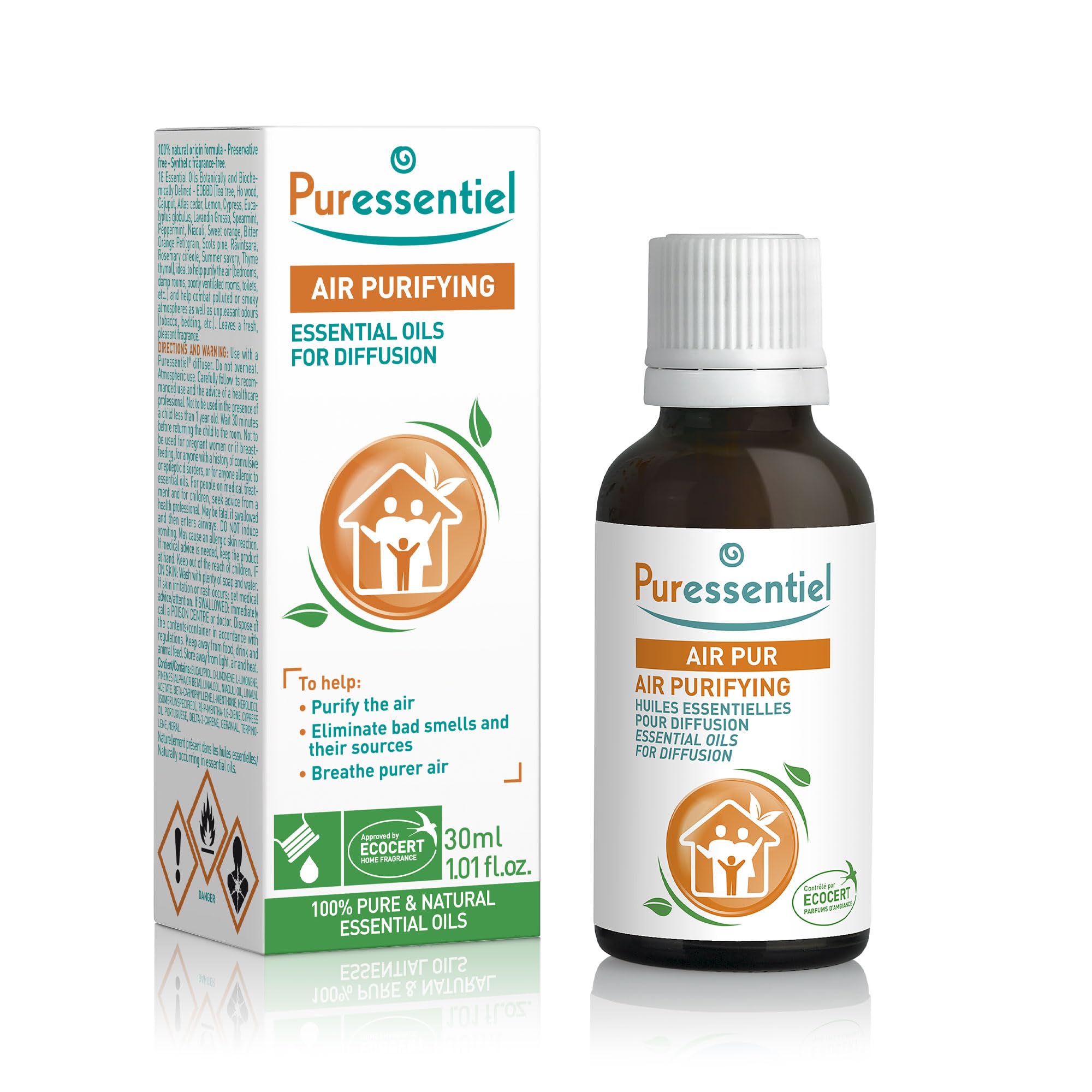 Puressentiel Essential Oils for Diffuser - Air Purifying Blend 30 ml - 100% Natural - Helps to Purify & Clean The Air - Air Purifier - Air Freshener - Odour Eliminator - Remove Bad Smells