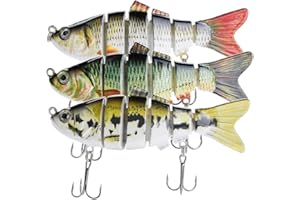 A AKRAF Lifelike Fishing Lures for Bass, Trout, Walleye, Predator Fish - Realistic Multi Jointed Fish Popper Swimbaits - Spinnerbaits Lure Fishing Tackle Kits - Freshwater and Saltwater Crankbaits - 3 Pack