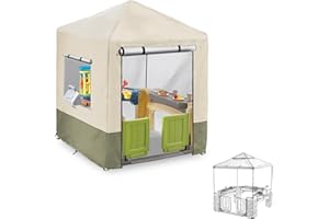 Hadisi Outdoor Kids Playhouse Cover,600D Heavy Duty Waterproof Play House Covers,56" W x 56" D x 60" H,Suitable for All Around Playtime Patio with Canopy Playset -Beige