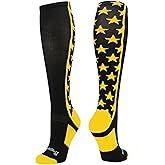 MadSportsStuff All Stars Socks with Stars for Baseball Softball Football Youth and Adult Boys Girls Men Women Over the Calf