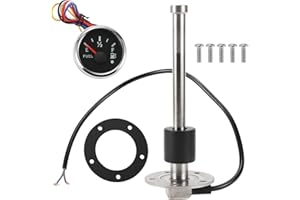 INFINAUTO Fuel Sending Unit and Gauge Kit 200mm Length Boat Fuel Sending Unit Marine Fuel Sender Unit Metal Black Silver Tone 240-33 Ohm