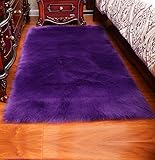 Luxury Soft Faux Sheepskin Fur Area Rugs,Small Faux Fur Rug for Bedroom Living Room Purple - 5x7ft
