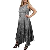 Agan Traders Women's 2025 Gothic Corset Smocked Winter Maxi Dress - Sleeveless Embroidered Twirl Calf Length Dress for Women