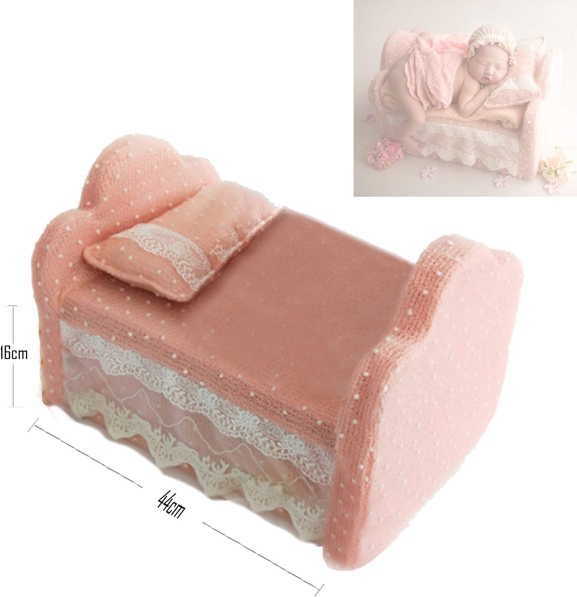 Newborn Foam Bed Photography Props 0-6 Months Professional Posing Aid 17"6.3" (Pink)