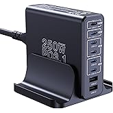 Aftertop 250W USB C Charger, 8-Ports PD3.1 140W Fast Charging Station, Compact Laptop GaN Charger for MacBook, iPad, iPhone 1