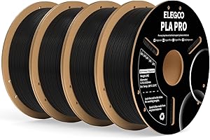 ELEGOO PLA PRO Filament 1.75mm Black 4KG, 30-250mm/s Printing Speed Improved Rigidity 3D Printer Filament Dimensional Accurac