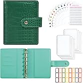 A7 Crocodile Budget Binder with Zipper Envelopes - Cash Stuffing Envelope System, Mini Money Organizer for Saving, Planner Binders with Pockets, Sheets and Stickers, Green